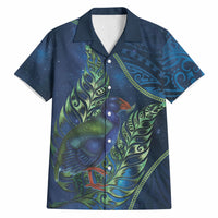 New Zealand Takahe Personalised Hawaiian Shirt Silver Fern Galaxy Polynesian Pattern LT22 Blue - Polynesian Pride