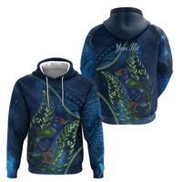 New Zealand Takahe Personalised Hoodie Silver Fern Galaxy Polynesian Pattern