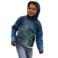 New Zealand Takahe Personalised Kid Hoodie Silver Fern Galaxy Polynesian Pattern