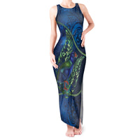 New Zealand Takahe Personalised Tank Maxi Dress Silver Fern Galaxy Polynesian Pattern LT22 Women Blue - Polynesian Pride