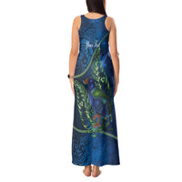 New Zealand Takahe Personalised Tank Maxi Dress Silver Fern Galaxy Polynesian Pattern LT22 - Polynesian Pride