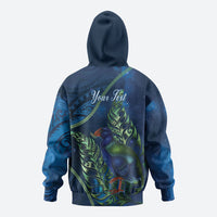 New Zealand Takahe Personalised Zip Hoodie Silver Fern Galaxy Polynesian Pattern