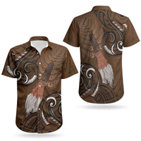 New Zealand Taiaha Couples Matching Short Sleeve Bodycon Dress and Hawaiian Shirt Maori Weapon Silver Fern Maori Pattern LT22 - Polynesian Pride