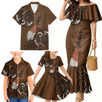 New Zealand Taiaha Family Matching Mermaid Dress and Hawaiian Shirt Maori Weapon Silver Fern Maori Pattern LT22 - Polynesian Pride