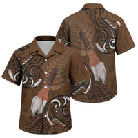 New Zealand Taiaha Family Matching Off Shoulder Short Dress and Hawaiian Shirt Maori Weapon Silver Fern Maori Pattern