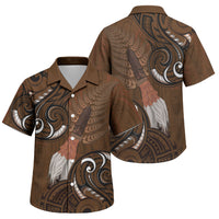 New Zealand Taiaha Family Matching Summer Maxi Dress and Hawaiian Shirt Maori Weapon Silver Fern Maori Pattern LT22 Son's Shirt Brown - Polynesian Pride