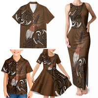 New Zealand Taiaha Family Matching Tank Maxi Dress and Hawaiian Shirt Maori Weapon Silver Fern Maori Pattern LT22 - Polynesian Pride