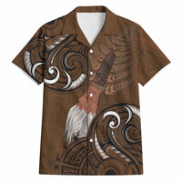 New Zealand Taiaha Hawaiian Shirt Maori Weapon Silver Fern Maori Pattern LT22 Brown - Polynesian Pride