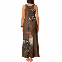 New Zealand Taiaha Tank Maxi Dress Maori Weapon Silver Fern Maori Pattern LT22 - Polynesian Pride