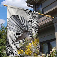 New Zealand Fantail Bird Garden Flag Maori Piwakawaka Kowhai Maori Pattern