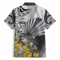 New Zealand Fantail Bird Hawaiian Shirt Maori Piwakawaka Kowhai Maori Pattern LT22 - Polynesian Pride