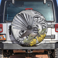 New Zealand Fantail Bird Spare Tire Cover Maori Piwakawaka Kowhai Maori Pattern