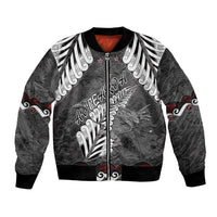 New Zealand Weka Personalised Bomber Jacket Aotearoa Hen Silver Fern Maori Pattern