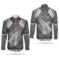 New Zealand Weka Personalised Couples Matching Mermaid Dress and Long Sleeve Button Shirt Aotearoa Hen Silver Fern Maori Pattern LT22 - Polynesian Pride
