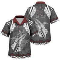 New Zealand Weka Personalised Family Matching Short Sleeve Bodycon Dress and Hawaiian Shirt Aotearoa Hen Silver Fern Maori Pattern LT22 Son's Shirt Black - Polynesian Pride