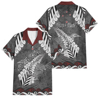 New Zealand Weka Personalised Family Matching Tank Maxi Dress and Hawaiian Shirt Aotearoa Hen Silver Fern Maori Pattern LT22 Dad's Shirt - Short Sleeve Black - Polynesian Pride