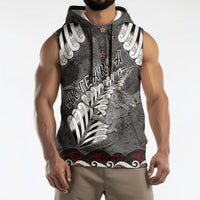 New Zealand Weka Personalised Sleeveless Hoodie Aotearoa Hen Silver Fern Maori Pattern