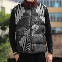 New Zealand Weka Personalised Sleeveless Puffer Jacket Aotearoa Hen Silver Fern Maori Pattern