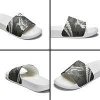 New Zealand Weka Personalised Slide Sandals Aotearoa Hen Silver Fern Maori Pattern