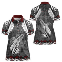 New Zealand Weka Personalised Women Polo Shirt Aotearoa Hen Silver Fern Maori Pattern