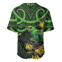 New Zealand Parakeet Bird Baseball Jersey Maori Kakariki Kowhai Maori Pattern