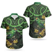 New Zealand Parakeet Bird Couples Matching Mermaid Dress and Hawaiian Shirt Maori Kakariki Kowhai Maori Pattern