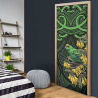New Zealand Parakeet Bird Door Cover Maori Kakariki Kowhai Maori Pattern