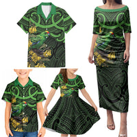 New Zealand Parakeet Bird Family Matching Puletasi and Hawaiian Shirt Maori Kakariki Kowhai Maori Pattern LT22 - Polynesian Pride