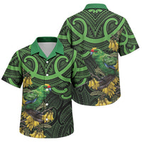 New Zealand Parakeet Bird Family Matching Puletasi and Hawaiian Shirt Maori Kakariki Kowhai Maori Pattern LT22 Son's Shirt Green - Polynesian Pride
