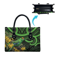New Zealand Parakeet Bird Leather Bag Maori Kakariki Kowhai Maori Pattern