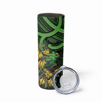 New Zealand Parakeet Bird Skinny Tumbler Maori Kakariki Kowhai Maori Pattern