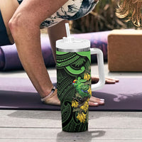 New Zealand Parakeet Bird Tumbler With Handle Maori Kakariki Kowhai Maori Pattern