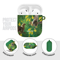 Bellbird New Zealand Personalised AirPods Case Kowhai Flower Maori Pattern