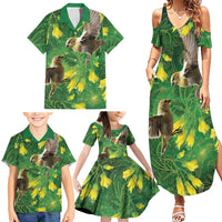 Bellbird New Zealand Personalised Family Matching Summer Maxi Dress and Hawaiian Shirt Kowhai Flower Maori Pattern LT22 - Polynesian Pride