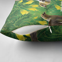 Bellbird New Zealand Personalised Pillow Cover Kowhai Flower Maori Pattern
