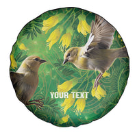 Bellbird New Zealand Personalised Spare Tire Cover Kowhai Flower Maori Pattern