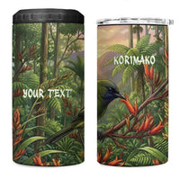 Bellbird New Zealand Personalised 4 in 1 Can Cooler Tumbler Korimako Harakeke Flower Native Forest
