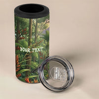Bellbird New Zealand Personalised 4 in 1 Can Cooler Tumbler Korimako Harakeke Flower Native Forest