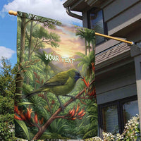 Bellbird New Zealand Personalised Garden Flag Korimako Harakeke Flower Native Forest