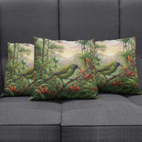 Bellbird New Zealand Personalised Pillow Cover Korimako Harakeke Flower Native Forest