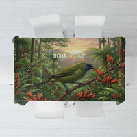 Bellbird New Zealand Personalised Tablecloth Korimako Harakeke Flower Native Forest