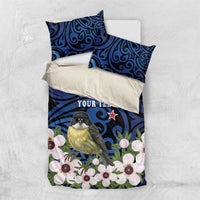 Tomtit New Zealand Personalised Bedding Set Miromiro Manuka Flower Maori Pattern