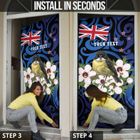 Tomtit New Zealand Personalised Door Cover Miromiro Manuka Flower Maori Pattern