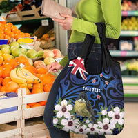Tomtit New Zealand Personalised Grocery Bag Miromiro Manuka Flower Maori Pattern