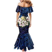 Tomtit New Zealand Personalised Mermaid Dress Miromiro Manuka Flower Maori Pattern