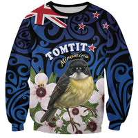 Tomtit New Zealand Personalised Sweatshirt Miromiro Manuka Flower Maori Pattern