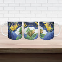 Kakapo New Zealand Personalised Ceramic Mug Kowhai Flower Silver Fern Maori Pattern