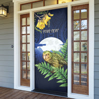 Kakapo New Zealand Personalised Door Cover Kowhai Flower Silver Fern Maori Pattern