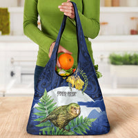 Kakapo New Zealand Personalised Grocery Bag Kowhai Flower Silver Fern Maori Pattern