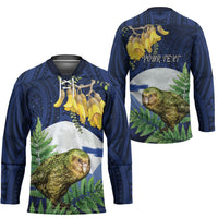 Kakapo New Zealand Personalised Hockey Jersey Kowhai Flower Silver Fern Maori Pattern